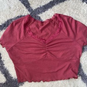 SHEIN Pink Lace Crop Top